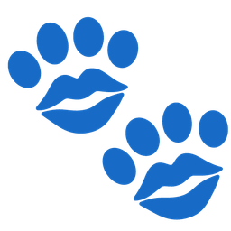paw prints and kiss mark