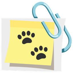 paw prints and linked paperclips