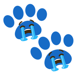 paw prints and loudly crying face