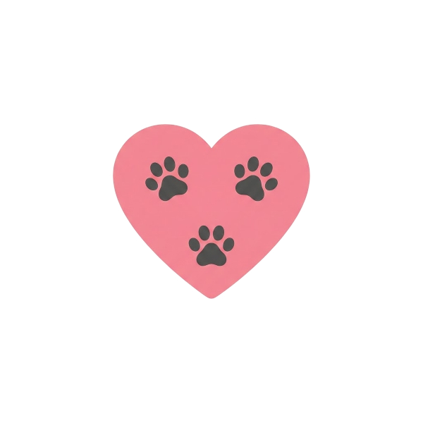 Paw prints and Pink heart