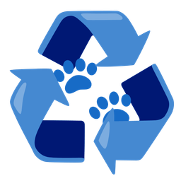 paw prints and recycling symbol