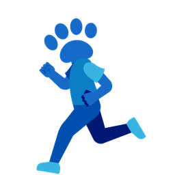 paw prints and running shoe