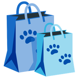 paw prints and shopping bags