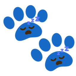 paw prints and sleeping face