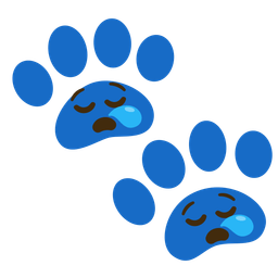 paw prints and sleepy face