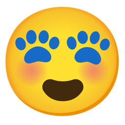 Paw prints and Smiling face with heart-eyes