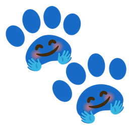 Paw prints and Smiling face with open hands