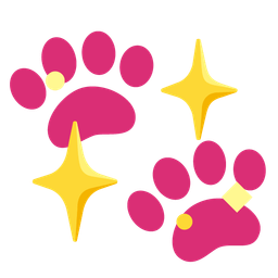 paw prints and sparkling heart