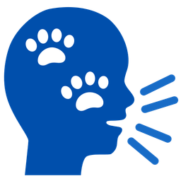paw prints and speaking head