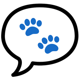 paw prints and speech balloon