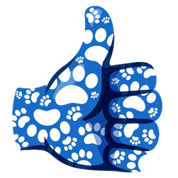 paw prints and thumbs up