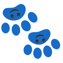 Paw prints and Upside-down face