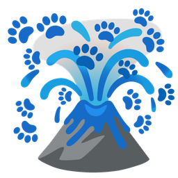 paw prints and volcano