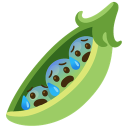 pea pod and anxious face with sweat