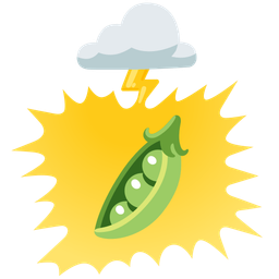 pea pod and cloud with lightning