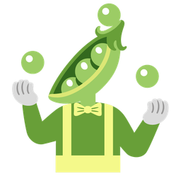 pea pod and clown face