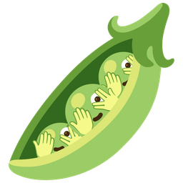 pea pod and face with peeking eye