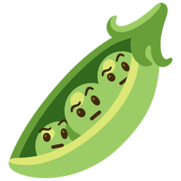pea pod and face with raised eyebrow