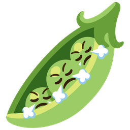 pea pod and face with steam from nose