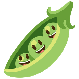 Pea pod and Grinning face with big eyes