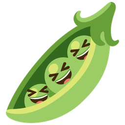Pea pod and Grinning squinting face