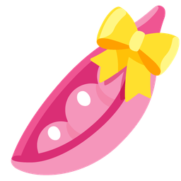 pea pod and heart with ribbon