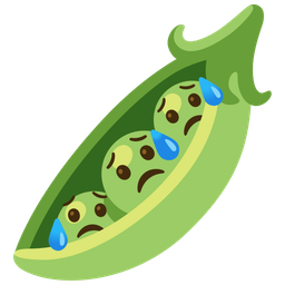 pea pod and sad but relieved face