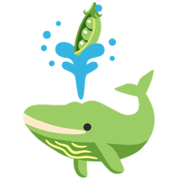 pea pod and spouting whale