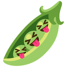 Pea pod and Squinting face with tongue