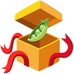 pea pod and wrapped gift