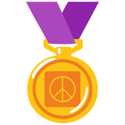 peace symbol and 1st place medal