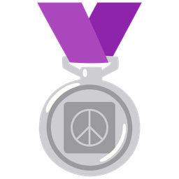 peace symbol and 2nd place medal
