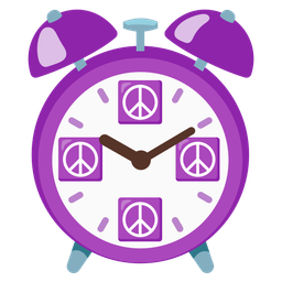 peace symbol and alarm clock