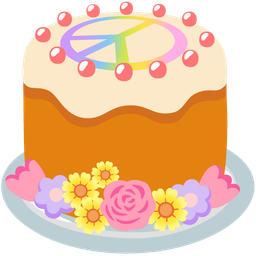 peace symbol and birthday cake