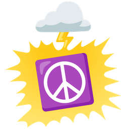 peace symbol and cloud with lightning