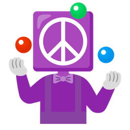 peace symbol and clown face