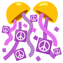 peace symbol and confetti ball