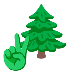 peace symbol and evergreen tree