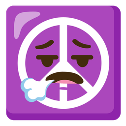 peace symbol and face exhaling