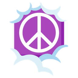 peace symbol and face in clouds