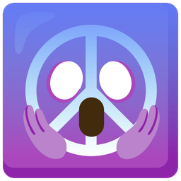 peace symbol and face screaming in fear