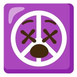 peace symbol and face with crossed-out eyes