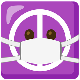 peace symbol and face with medical mask