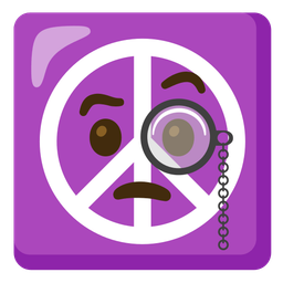 peace symbol and face with monocle