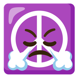 peace symbol and face with steam from nose