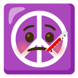 peace symbol and face with thermometer
