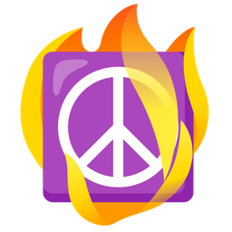 peace symbol and fire