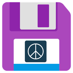 peace symbol and floppy disk