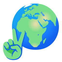 peace symbol and globe showing Europe-Africa