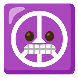 peace symbol and grimacing face